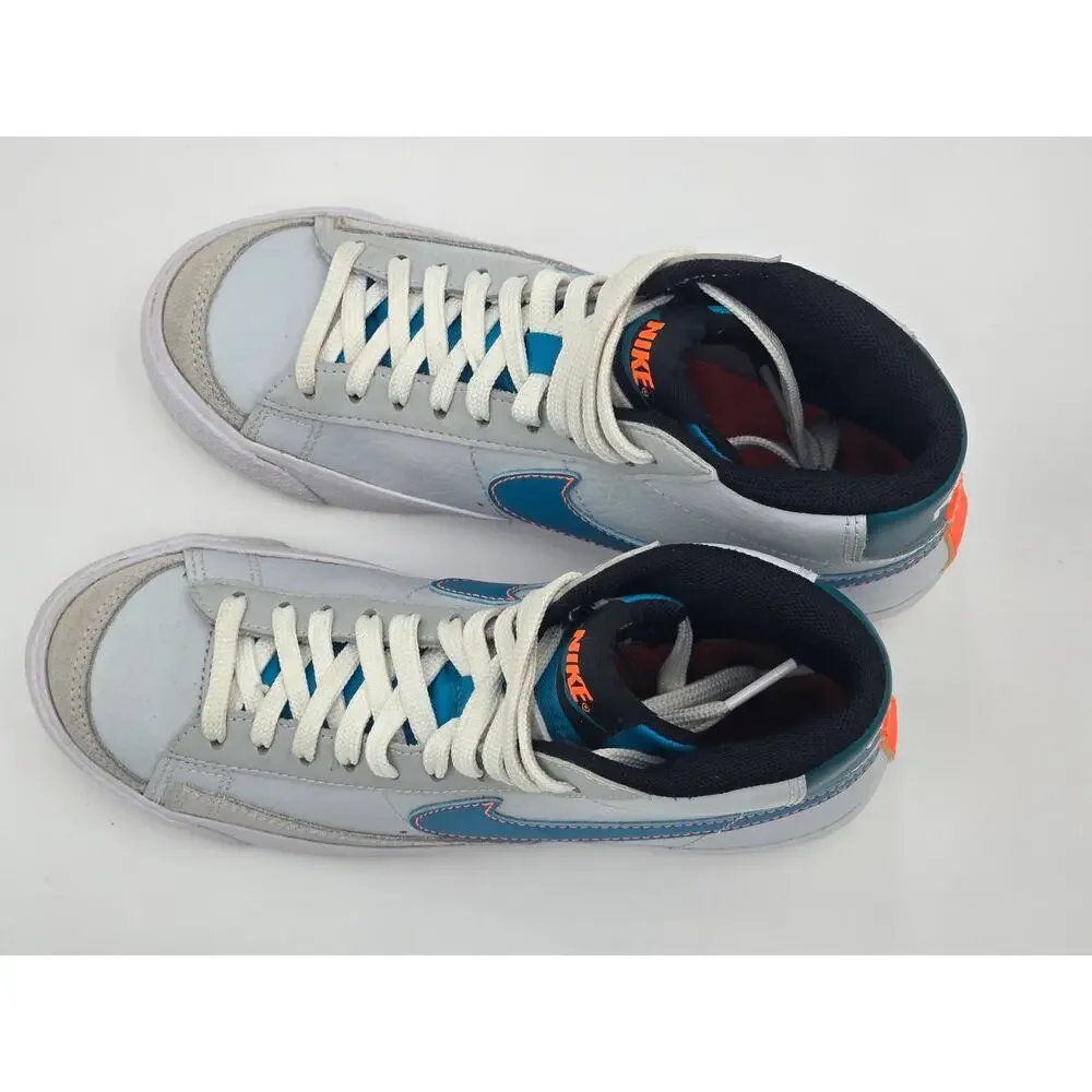 Nike Blazer Mid 77 Youth 3.5Y Grey Blue Sneakers Color Accent Heel